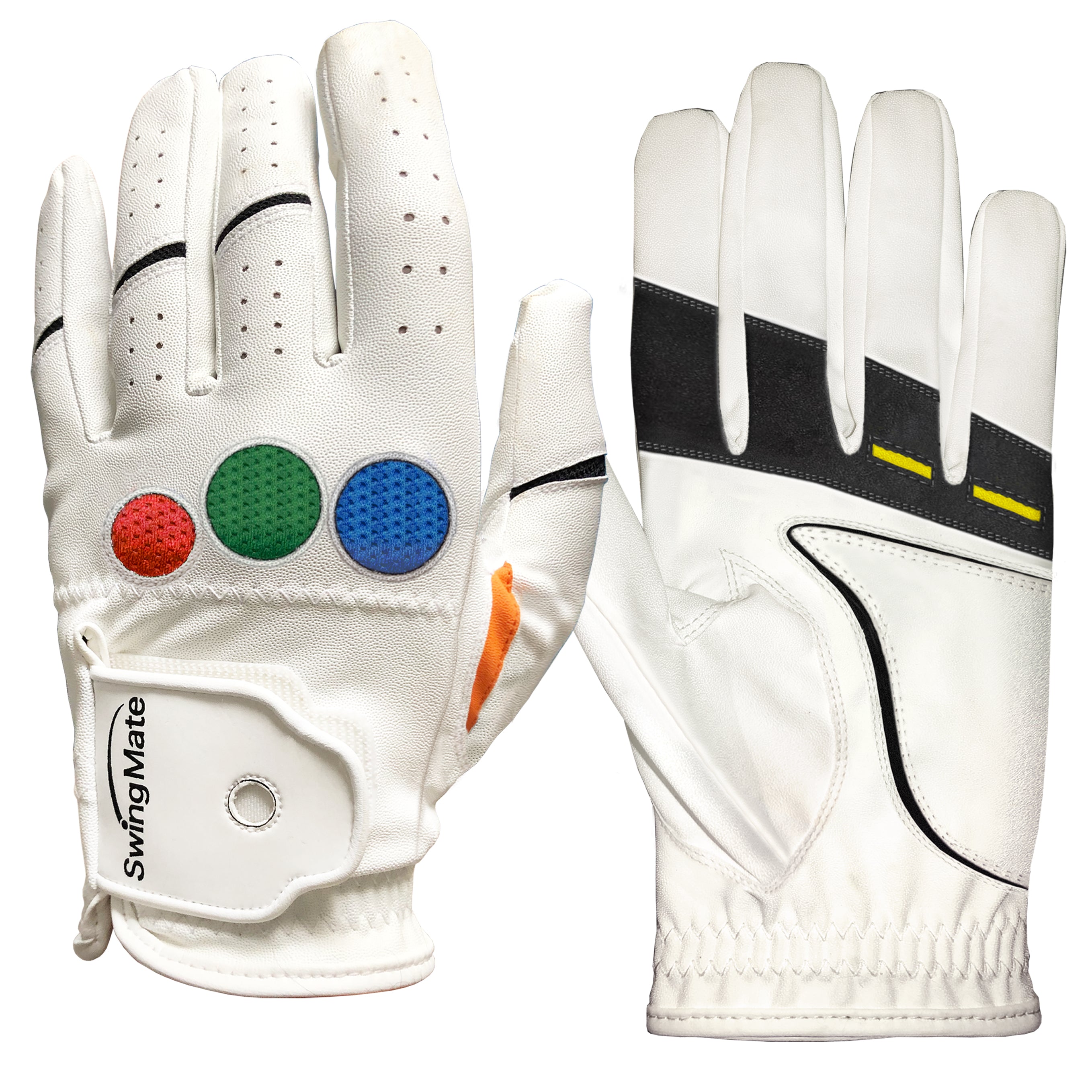 „Golf Trainingshandschuh mit Markierungen zur Unterstützung der richtigen Grifftechnik.“